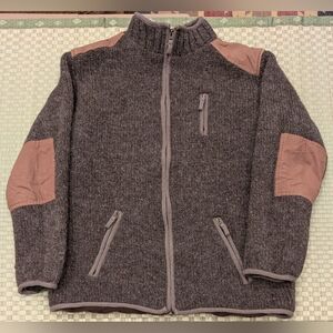 Lost Horizons Oxford Wool Fleece Lined Full Zip Sweater Bark Unisex Size XL